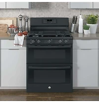 6.8 Cu. Ft. Black Free-Standing Gas Double Oven Convection Range