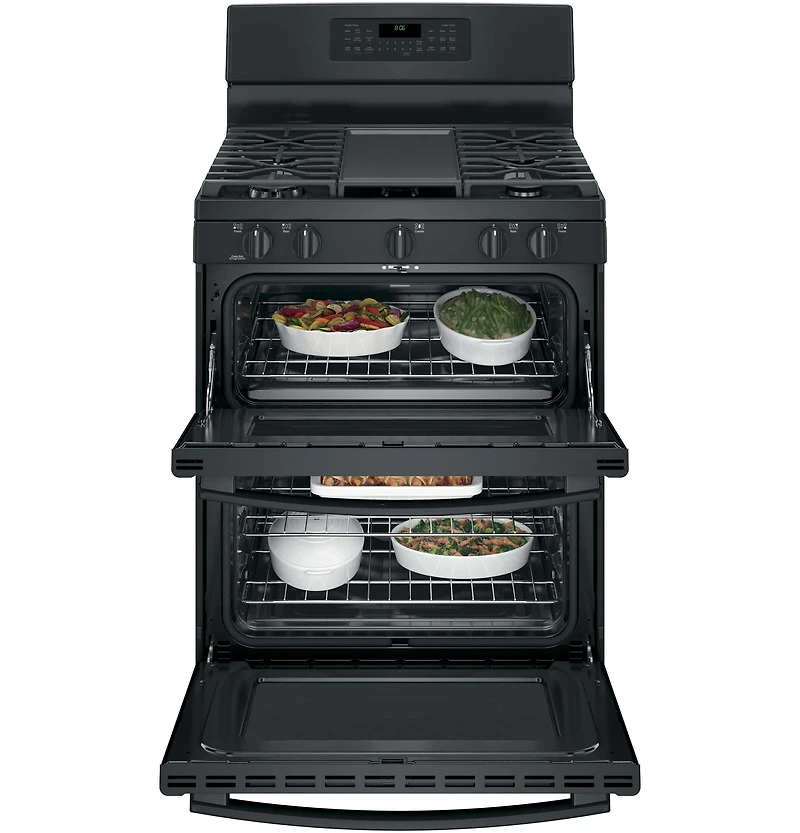 6.8 Cu. Ft. Black Free-Standing Gas Double Oven Convection Range