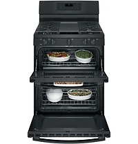6.8 Cu. Ft. Black Free-Standing Gas Double Oven Convection Range