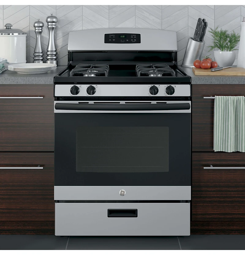 4.8 Cu. Ft. Silver Free-Standing Gas Range