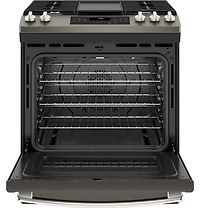 5.6 Cu. Ft. Slate Slide-In Front Control Convection Gas Range