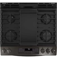 5.6 Cu. Ft. Black Stainless Slide-In Front Control Convection Gas Range