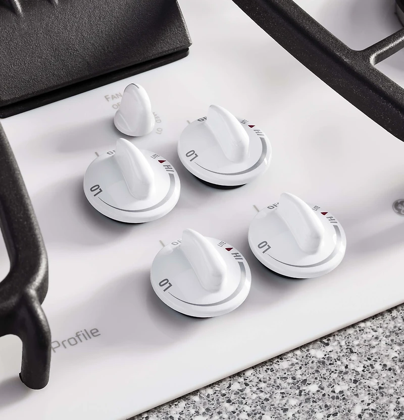 White Profile Series 30 inch Built-In Gas Downdraft Cooktop