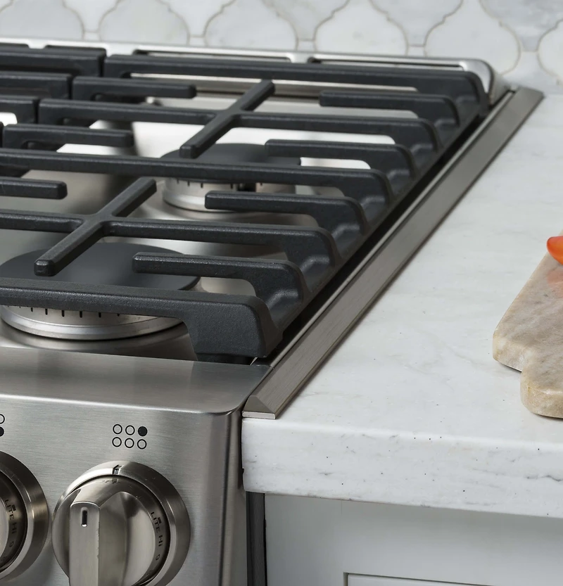 Stainless Steel Café Series 30 inch Slide-In Front Control Dual-Fuel Range with Warming Drawer