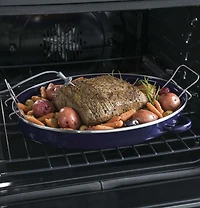 Stainless Steel Café Series 30 inch Slide-In Front Control Dual-Fuel Range with Warming Drawer