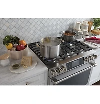 Stainless Steel Café Series 30 inch Slide-In Front Control Dual-Fuel Range with Warming Drawer
