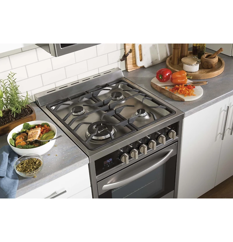 Stainless 24 inch 2.0 Cu. Ft. Dual-Fuel Free-Standing Range