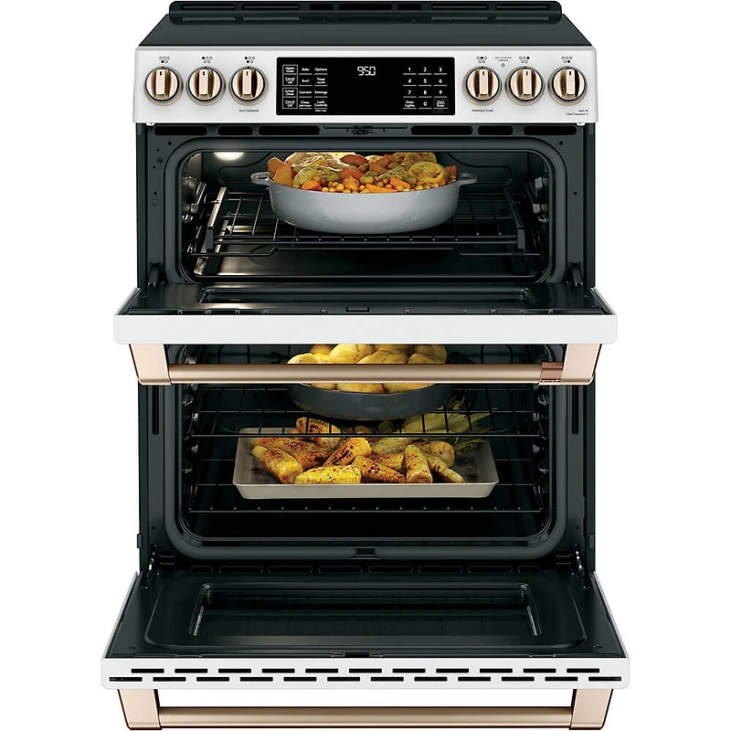 7 Cu. Ft. Matte White Induction and Convection Double Oven Range