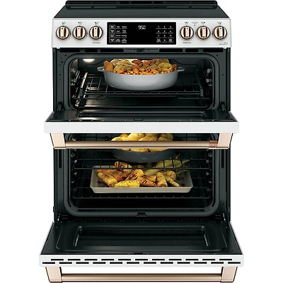 7 Cu. Ft. Matte White Induction and Convection Double Oven Range