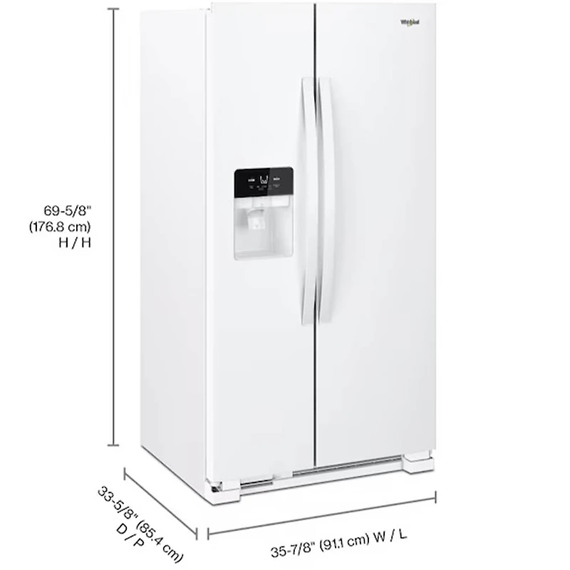 25 Cu. Ft. White Side-by-Side Refrigerator - OPEN BOX
