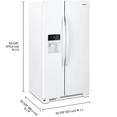 25 Cu. Ft. White Side-by-Side Refrigerator - OPEN BOX