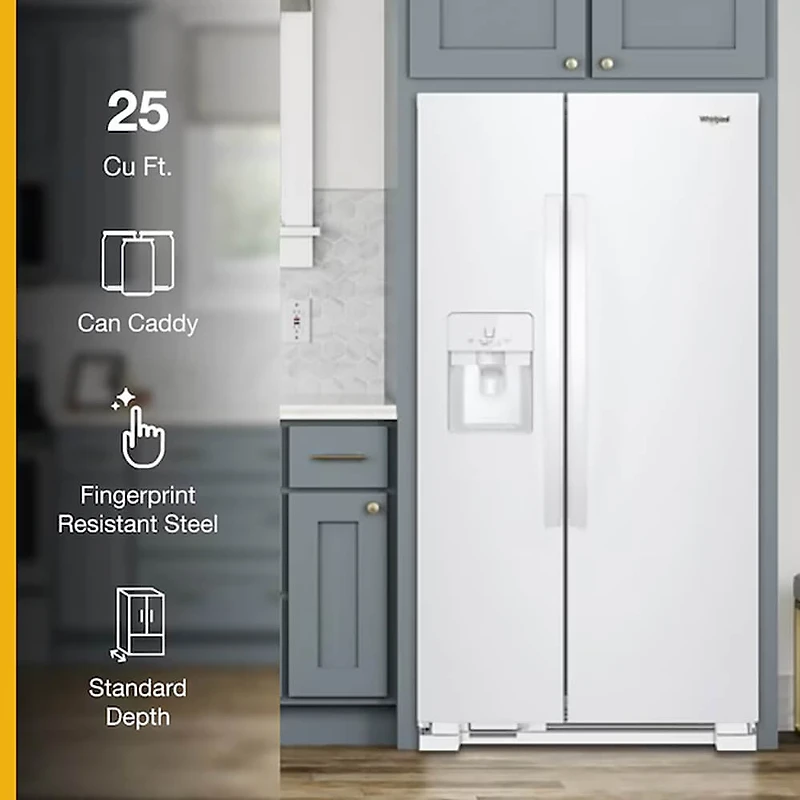 25 Cu. Ft. White Side-by-Side Refrigerator - OPEN BOX