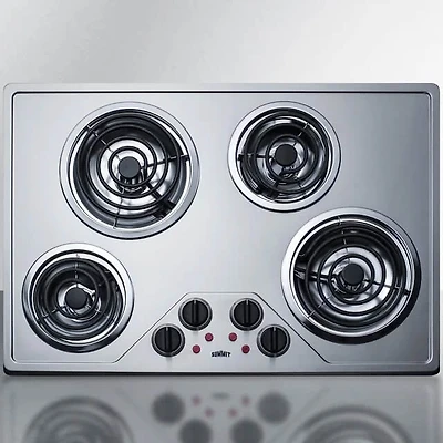 30 inch Stainless 4 Burner Electric Coil Cooktop