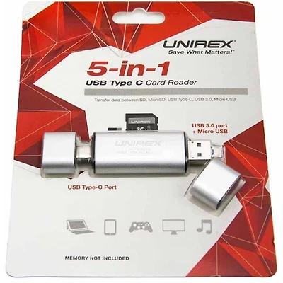 5-in-1 Type C 3.0 USB Card Reader