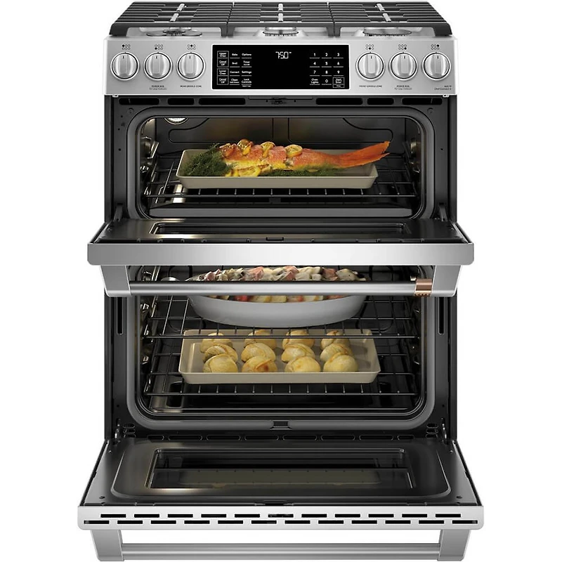 6.7 Cu. Ft. Stainless 6 Burner Gas Double-Oven Range
