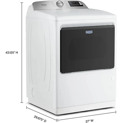 7.4 Cu.Ft. White Top Load Smart Dryer - OPEN BOX