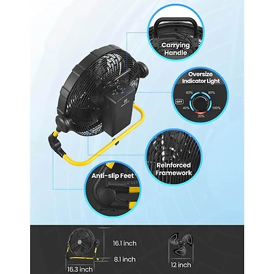 Cordless 12 inch Rechargeable Outdoor High-Velocity Floor Fan - OPEN BOX