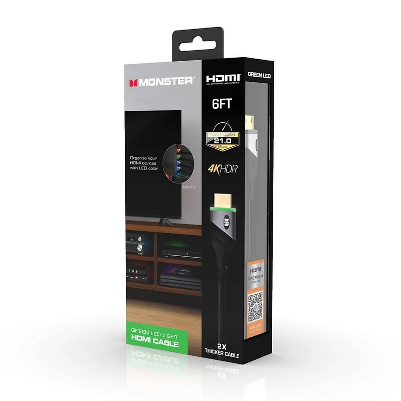 Green LED 6FT HDMI Cable