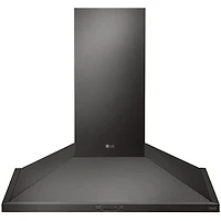inch Black Stainless Wall Mount Chimney Hood