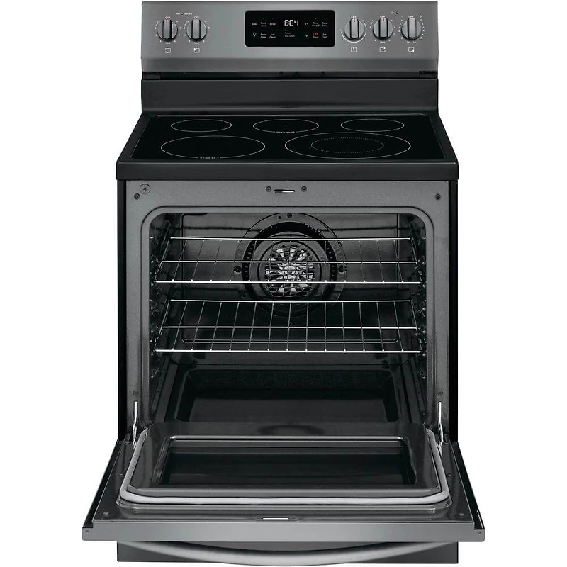 5.4 Cu.Ft. Black Stainless Electric Convection Range with Steam Clean