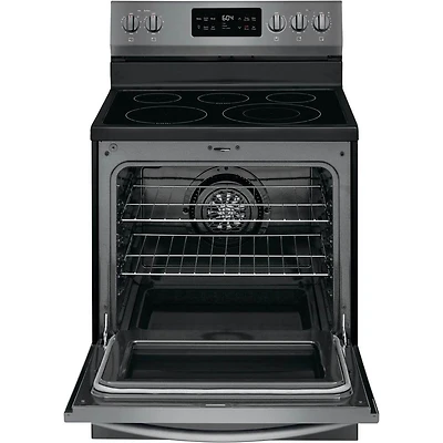 5.4 Cu.Ft. Black Stainless Electric Convection Range with Steam Clean