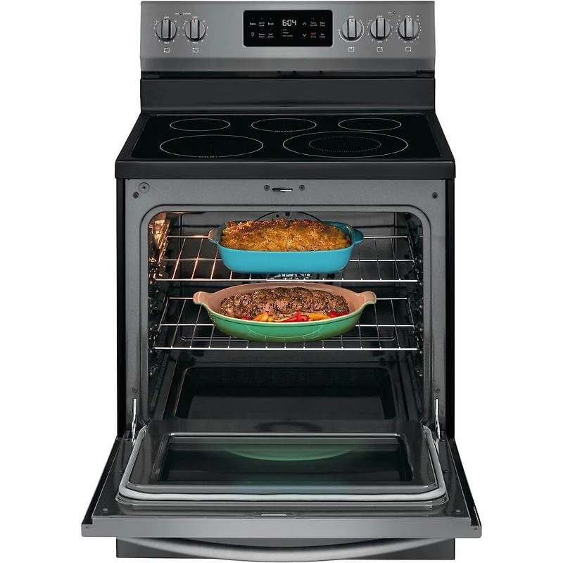 5.4 Cu.Ft. Black Stainless Electric Convection Range with Steam Clean