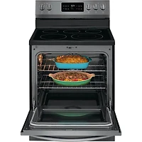 5.4 Cu.Ft. Black Stainless Electric Convection Range with Steam Clean