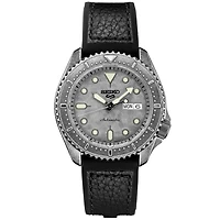 5 Sports 24-Jewel Gray Finish Automatic Watch with leather strap