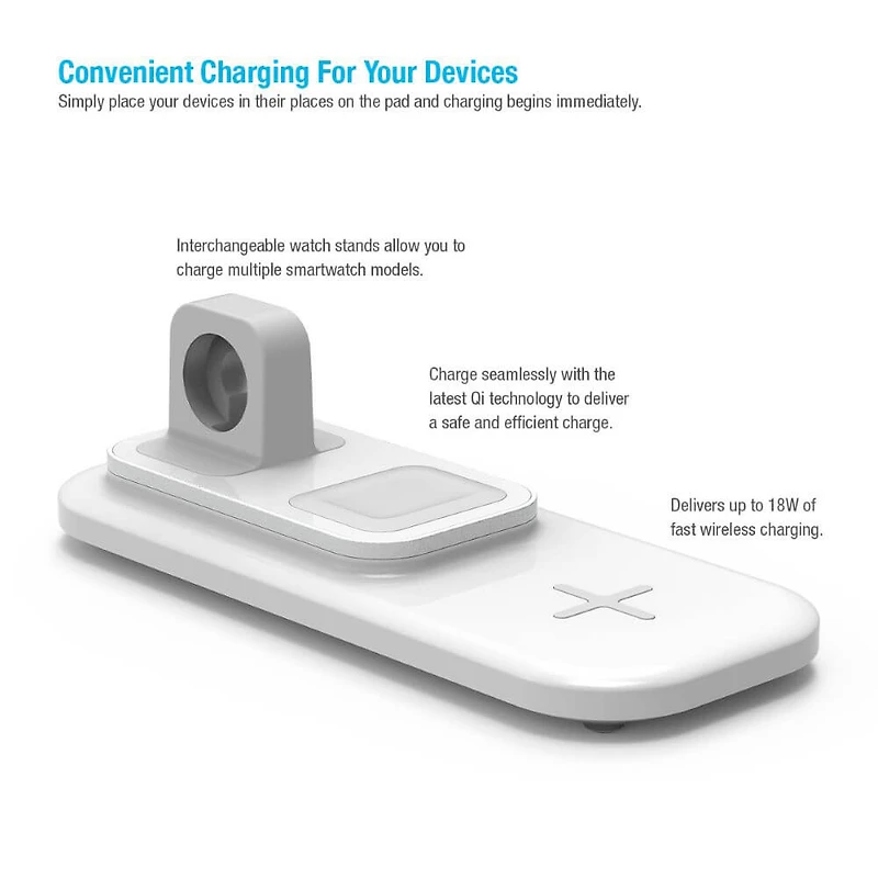 Trio 3-in-1 Qi Wireless Charger - OPEN BOX