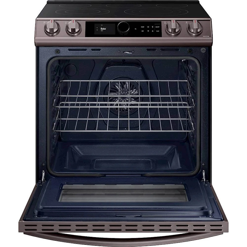 6.3 Cu. Ft. Front Control Slide-in Electric Range with Smart Dial, Air Fry & Wi-Fi in Tuscan Stainless Steel - OPEN BOX