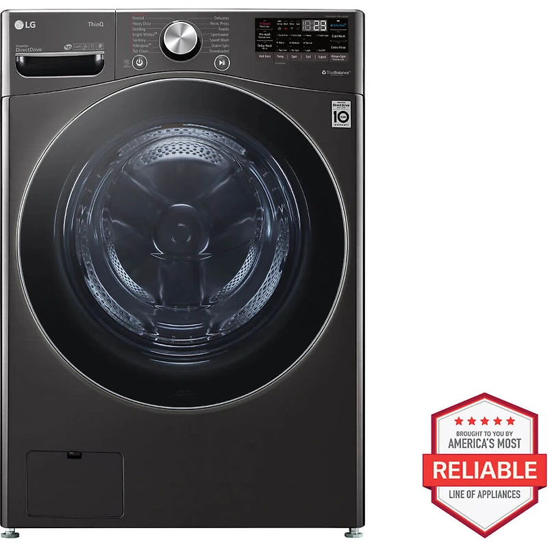 5 Cu. Ft. Black Steel Front Load Smart Washer with TurboWash 360