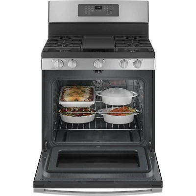 5.0 Cu. Ft. Stainless Gas Convection Range with No Preheat Air Fry - OPEN BOX