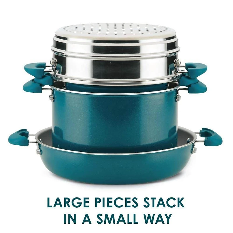8 Piece Aluminum Non Stick Cookware Set - Teal