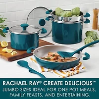 8 Piece Aluminum Non Stick Cookware Set - Teal