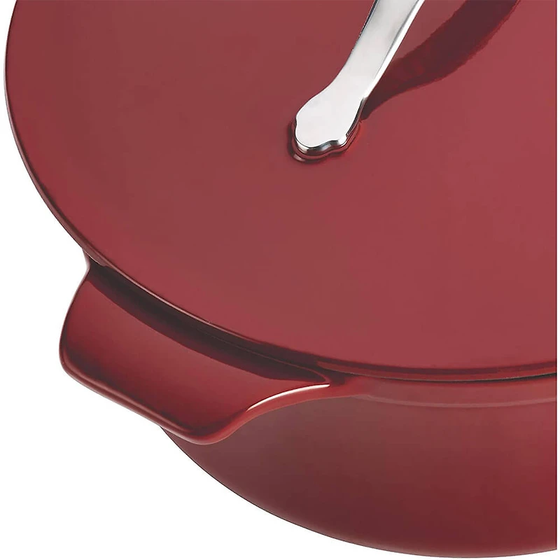 Vesta 4 Qt. Cast Iron Dish/Casserole Pan with Lid - Paprika Red