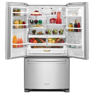 25 Cu. Ft. Black Stainless Standard Depth French Door Refrigerator with Interior Dispenser - OPEN BOX