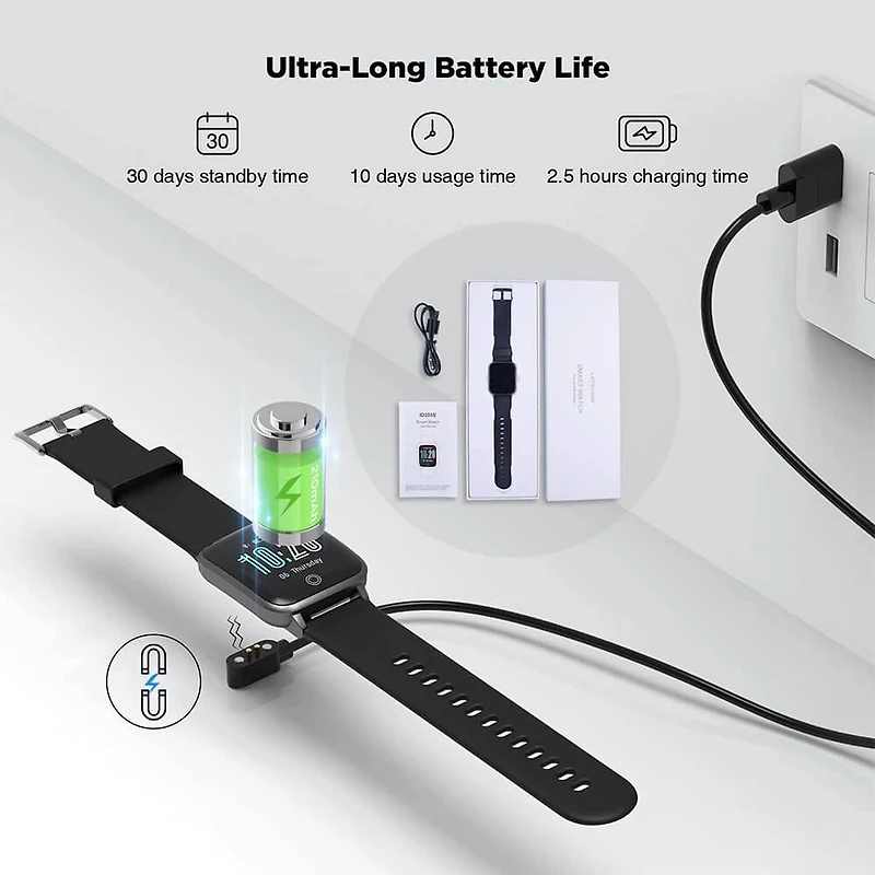 Smart Watch, Fitness Trackers with Heart Rate - Black - OPEN BOX