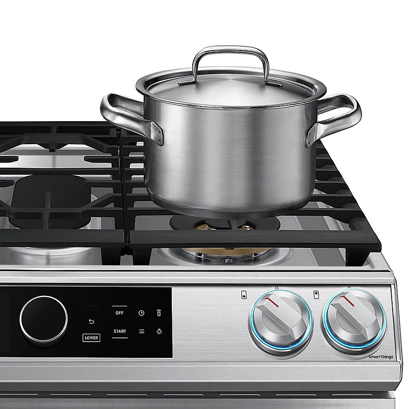 6.3 Cu. Ft. Flex Duo™ Stainless Front Control Slide-in Dual Fuel Range