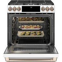 5.6 Cu. Ft. Matte White Smart Slide-In Gas Convection Range 