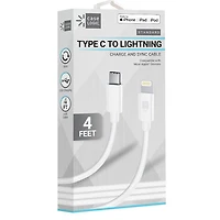 3.5 Ft Sync & Charge USB Type C and Lightning Cable - White