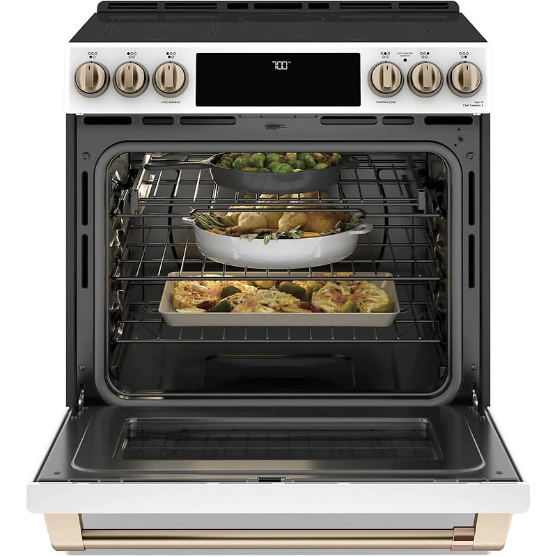 30 inch Matte White Smart, Front-Control, Radiant and Convection Range