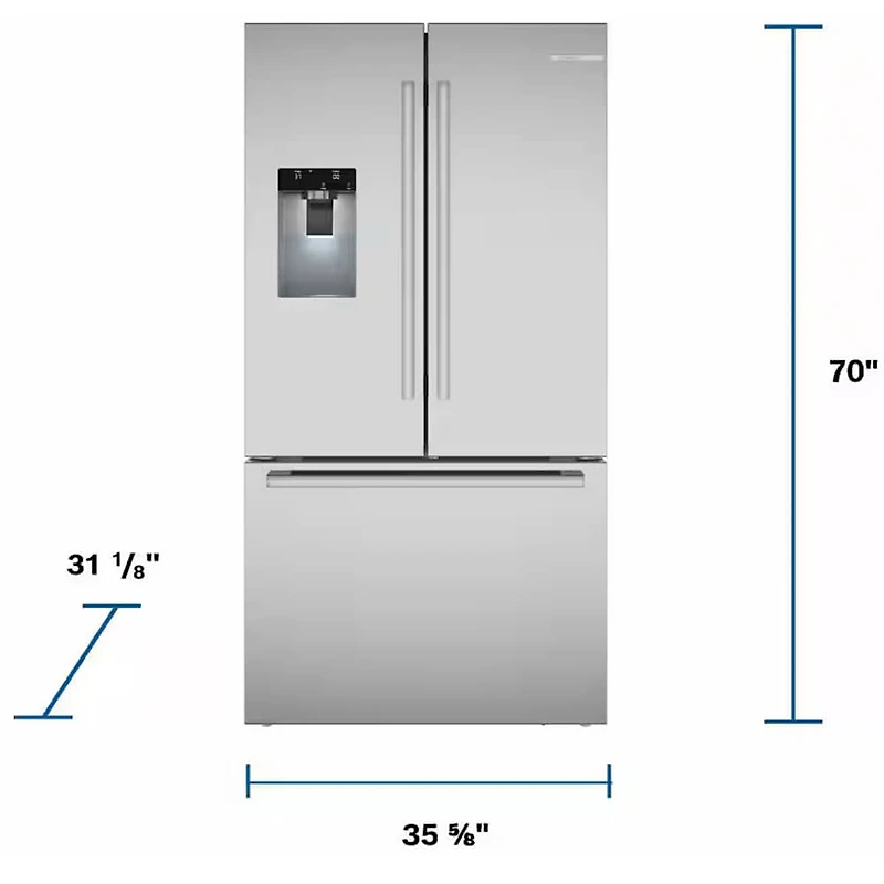 21.6 Cu. Ft. Stainless Counter-Depth French 3 Door Refrigerator 