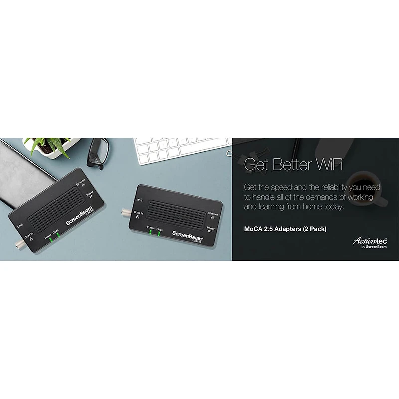 MoCA 2.5 Network Adapter with 1 Gbps Ethernet (2 Pack)