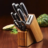 AlwaysSharp Japanese Steel Knife Block Set with Built-In Sharpener