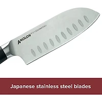AlwaysSharp Japanese Steel Knife Block Set with Built-In Sharpener