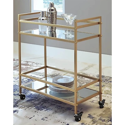 Kailman Bar Cart - Gold Finish - OPEN BOX