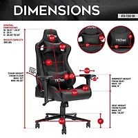 Techni Sport Ergonomic High Back Gaming Chair - Black