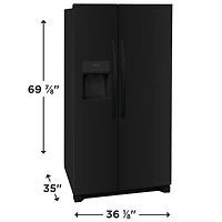 25.6 Cu. Ft. Side-by-Side Refrigerator - Black - OPEN BOX