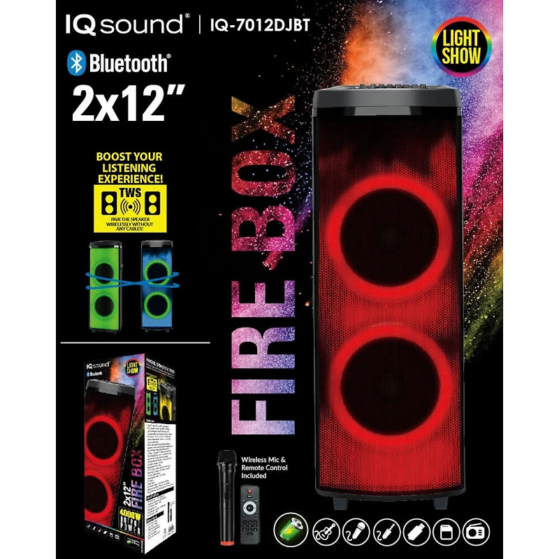 2x 12 inch Bluetooth Speaker with Light Show