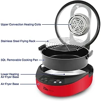 Digital Clamshell Air Fryer - Red - OPEN BOX